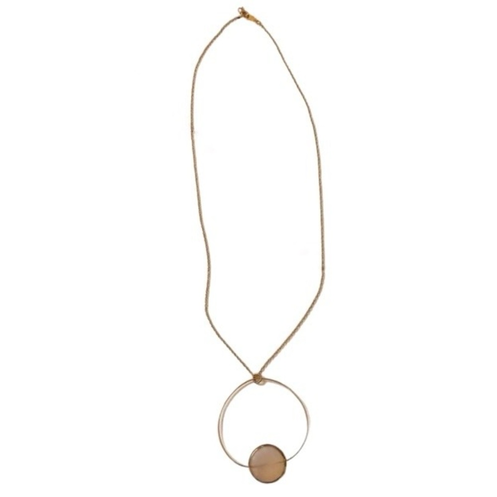 Pink Stone Circle Necklace 14K Gold Plate